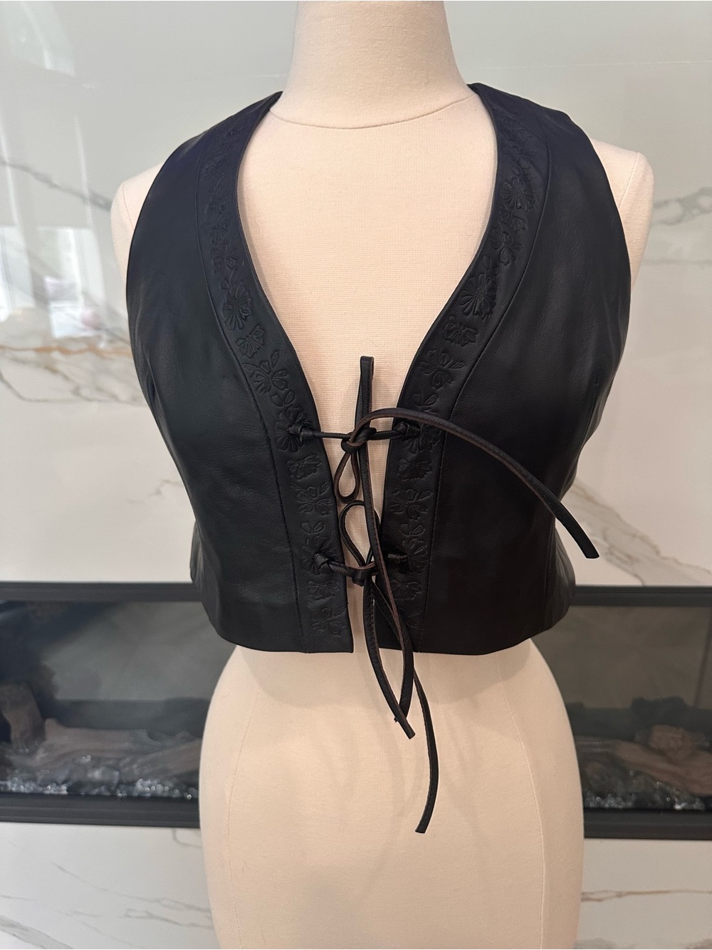 Vintage Moda International Leather Vest Size Small Like New